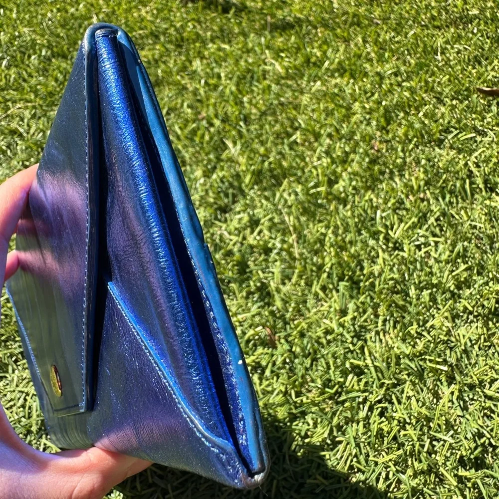 Sobella Metallic Blue Leather Wallet Clutch